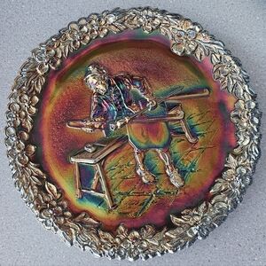 1970 FENTON ART GLASS CARNIVAL GLASS COLLECTOR PLATE CRAFTSMAN #1 IN THE SERIES